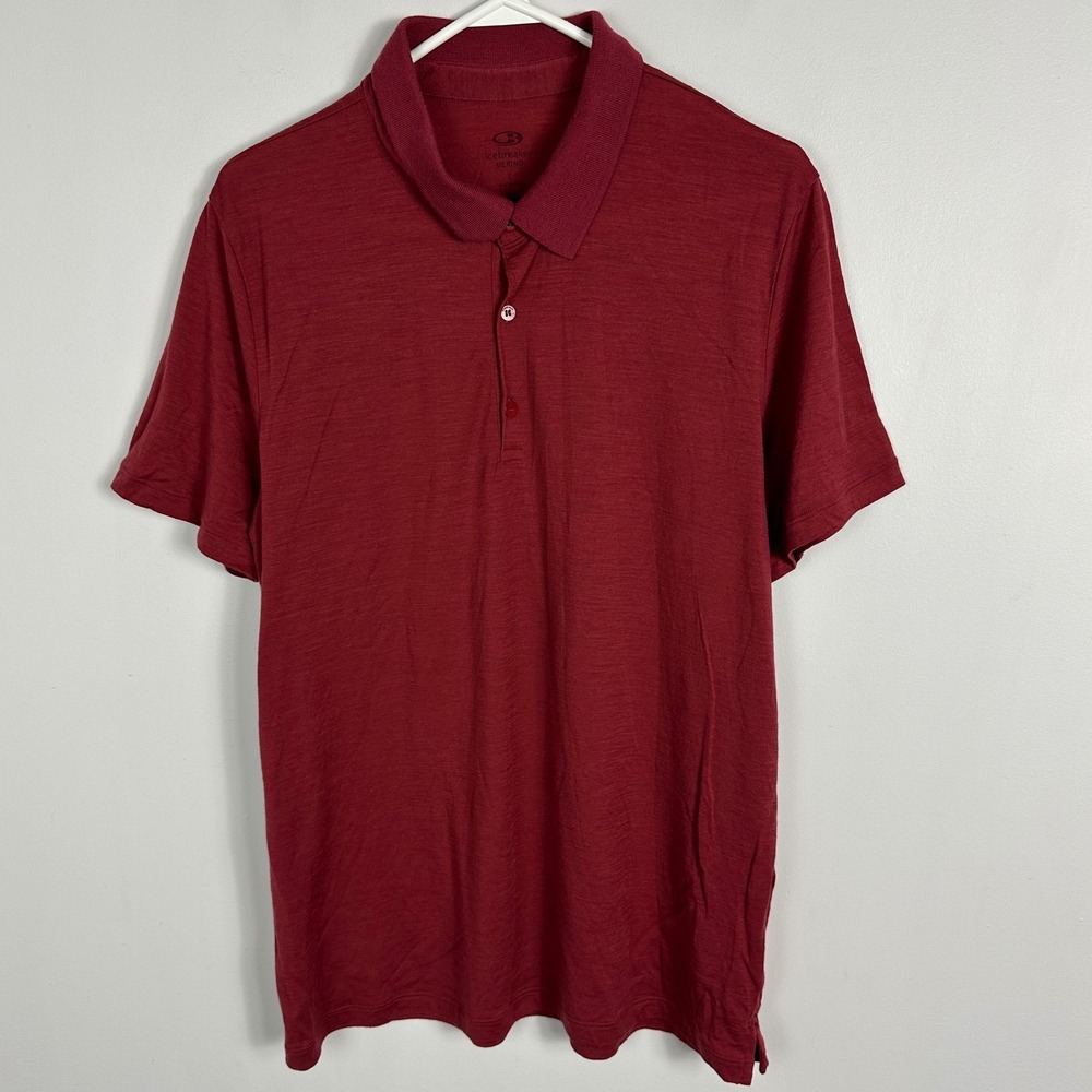 Icebreaker Merino Wool Polo Shirt‎ Short Sleeve Mens Size Large Button Front Top